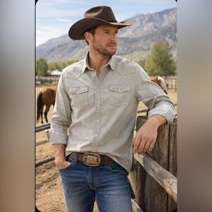 Teleria Zed Italian Custom Menta Green Western Pearl Snap Shirt 2XL